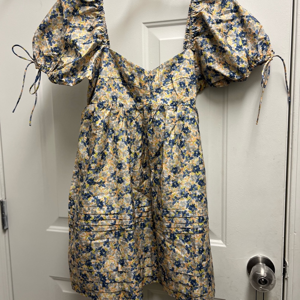 English Factory Blue and Yellow Floral Mini Dress - Picture 3 of 5